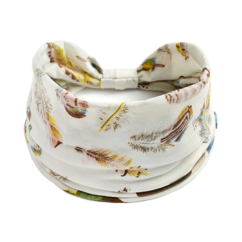 Retro Headbands Fashion Printed Wide Knotted Hair Bands Soft Cotton Head Wraps Headband for Women Sport Yoga Hair Accessories