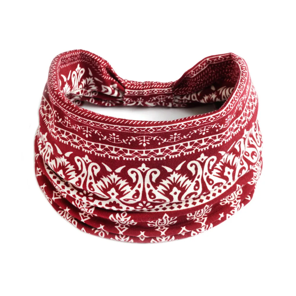 Retro Headbands Fashion Printed Wide Knotted Hair Bands Soft Cotton Head Wraps Headband for Women Sport Yoga Hair Accessories