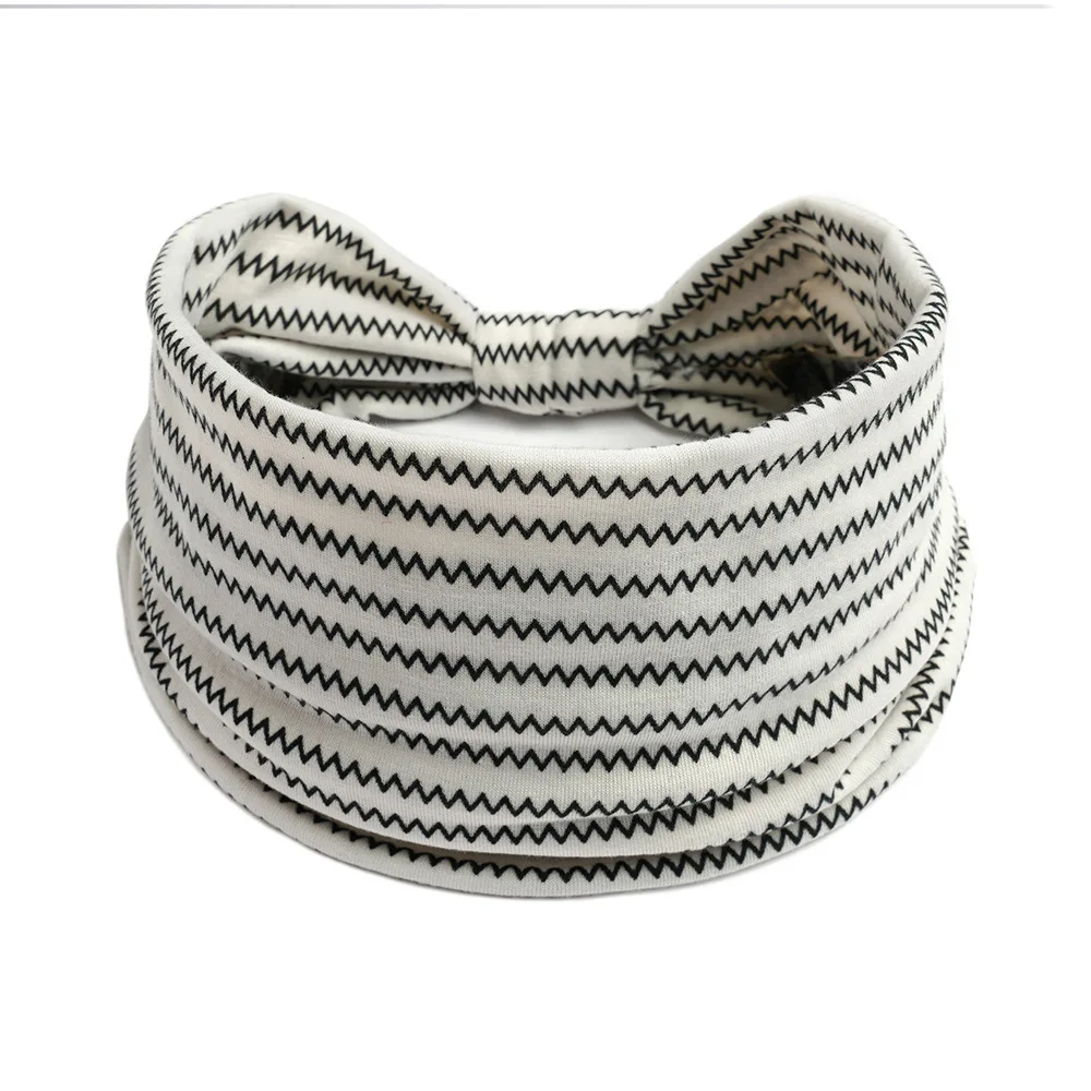 Retro Headbands Fashion Printed Wide Knotted Hair Bands Soft Cotton Head Wraps Headband for Women Sport Yoga Hair Accessories