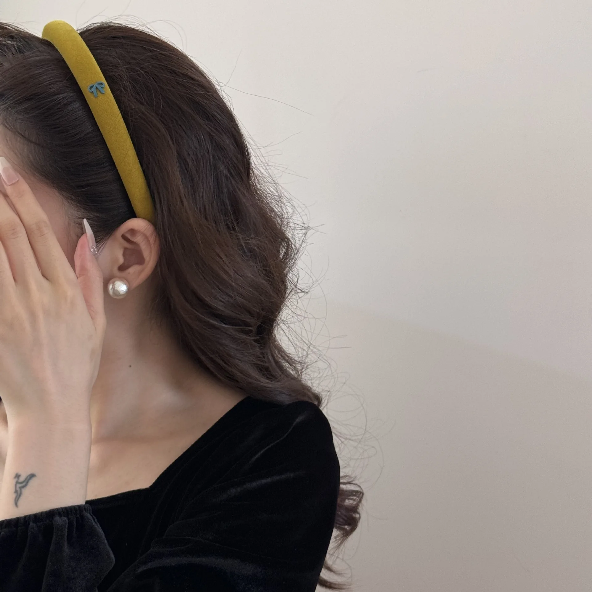 Autumn Winter Headband Navy for Women Girl Hair Band Vintage Kpop Sweets Hoop Makeup Korean Washing Leading Fashion Velvet Retro