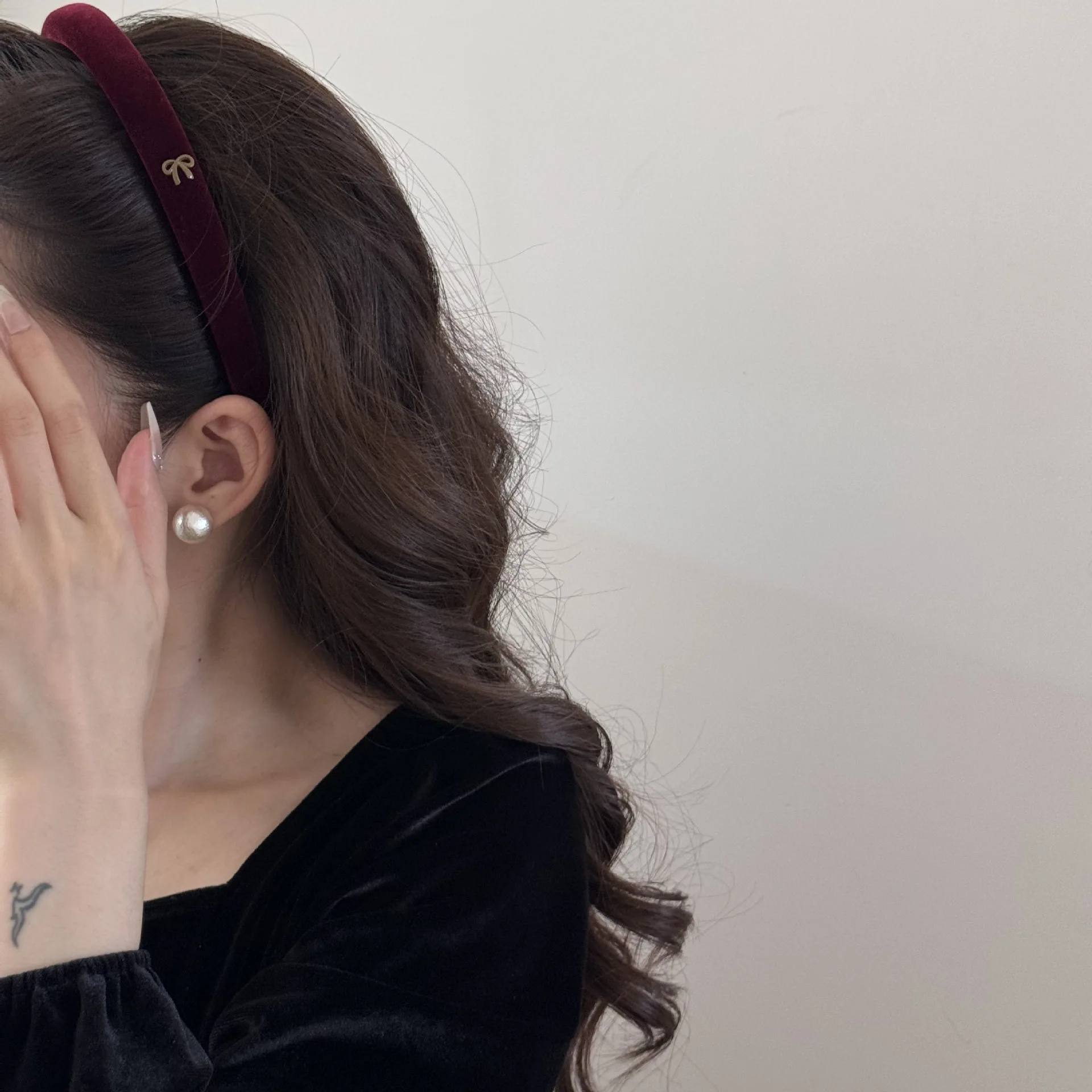 Autumn Winter Headband Navy for Women Girl Hair Band Vintage Kpop Sweets Hoop Makeup Korean Washing Leading Fashion Velvet Retro