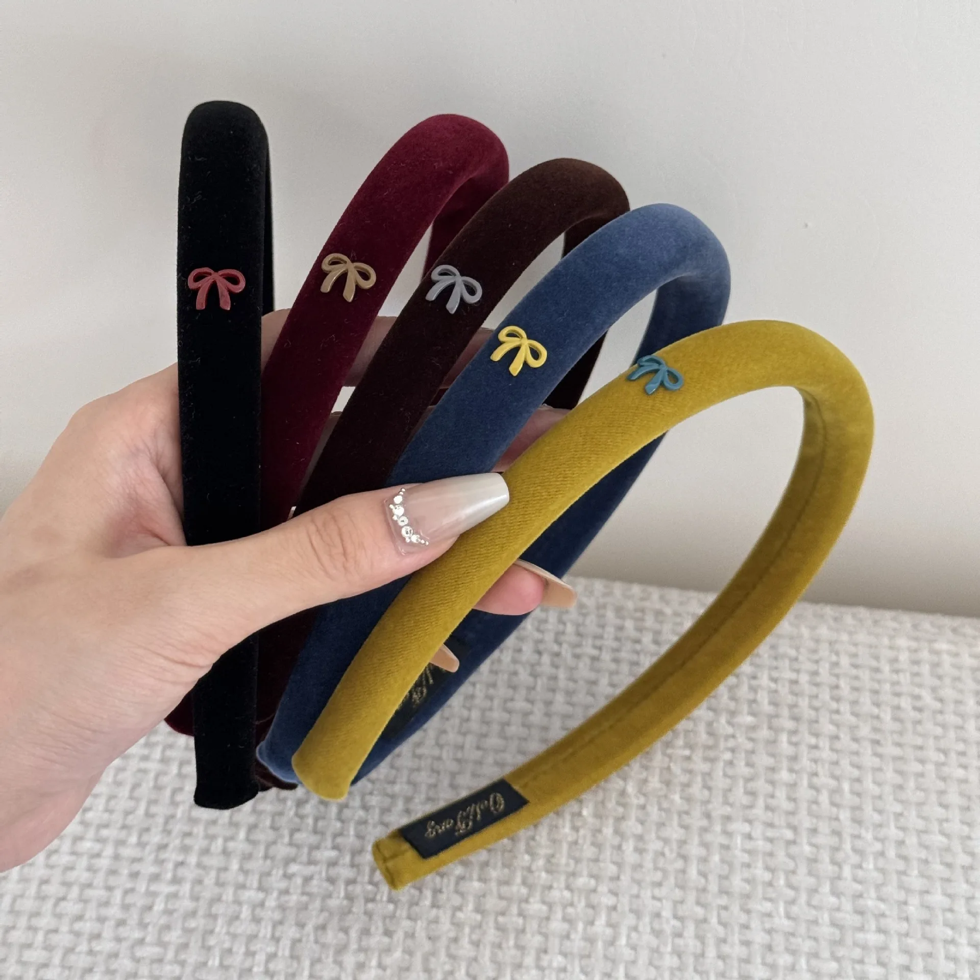 Autumn Winter Headband Navy for Women Girl Hair Band Vintage Kpop Sweets Hoop Makeup Korean Washing Leading Fashion Velvet Retro