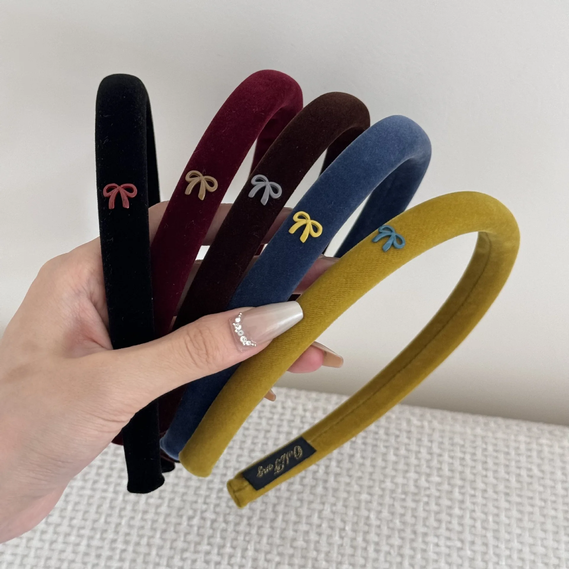 Autumn Winter Headband Navy for Women Girl Hair Band Vintage Kpop Sweets Hoop Makeup Korean Washing Leading Fashion Velvet Retro