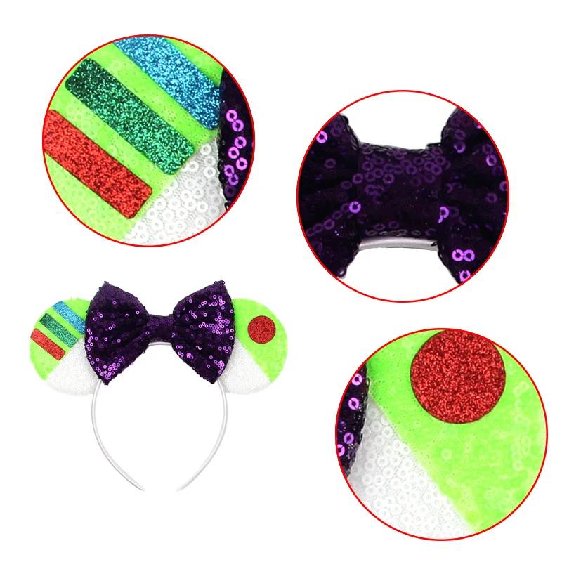 Mickey Mouse Headband Toy Story Hair Accessories Chameleon Girl Women Woody Buzz Lightyear Hair Bands Kids Sequins Bow Head Band