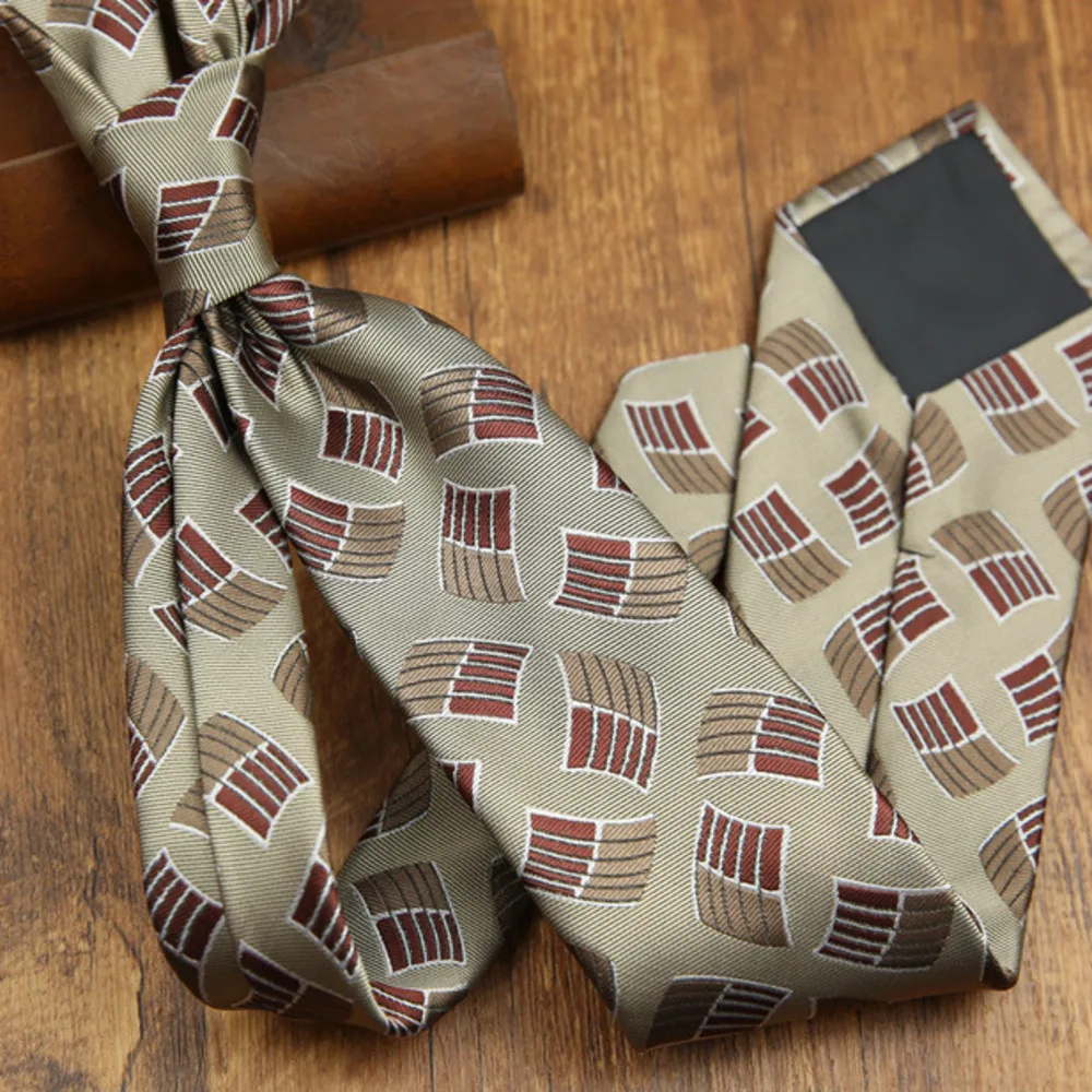 Autumn Winter Fashion Men's Ties 8CM Formal Business Casual Brown Green Striped Neckties Luxury Polyester Simple Style Neck Tie