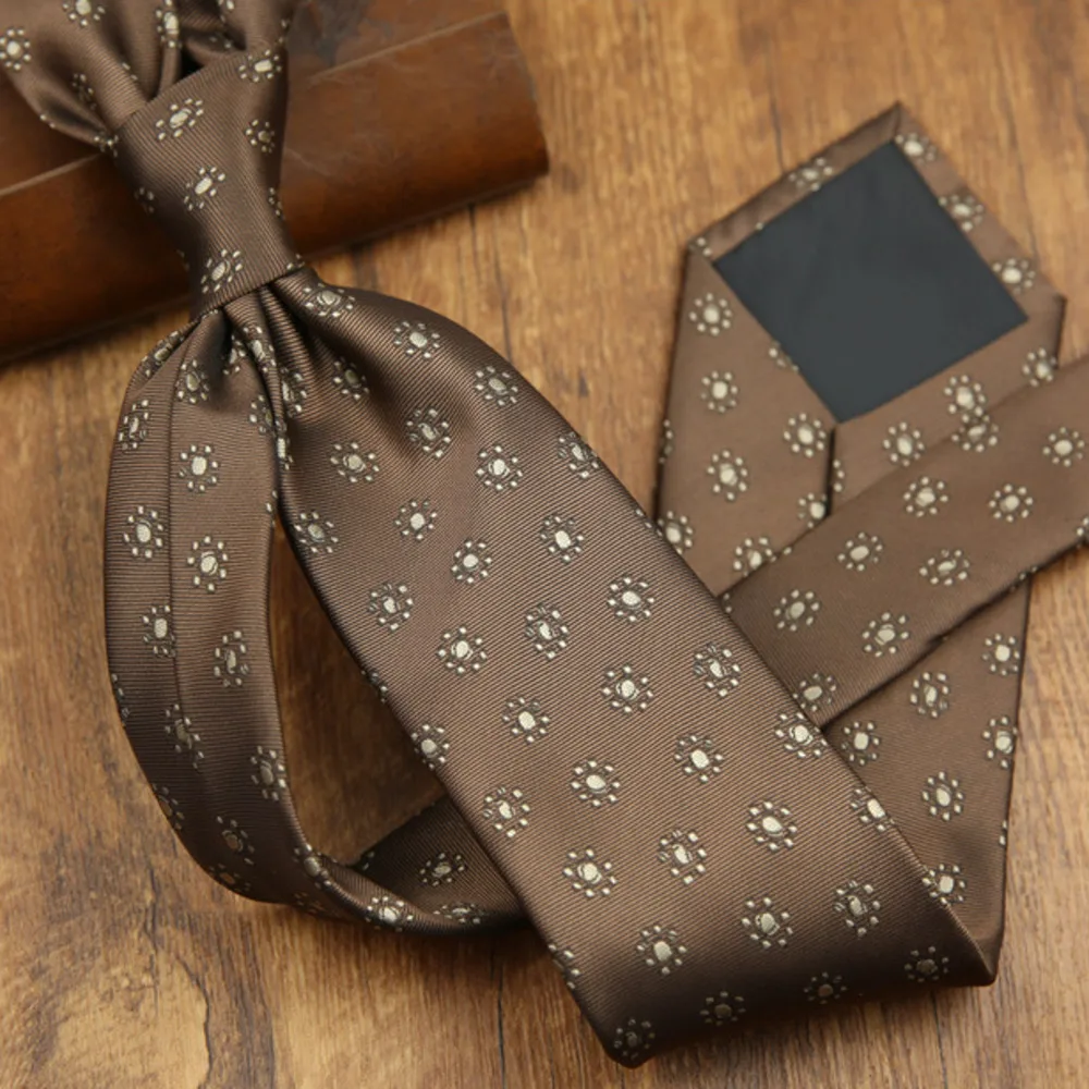 Autumn Winter Fashion Men's Ties 8CM Formal Business Casual Brown Green Striped Neckties Luxury Polyester Simple Style Neck Tie