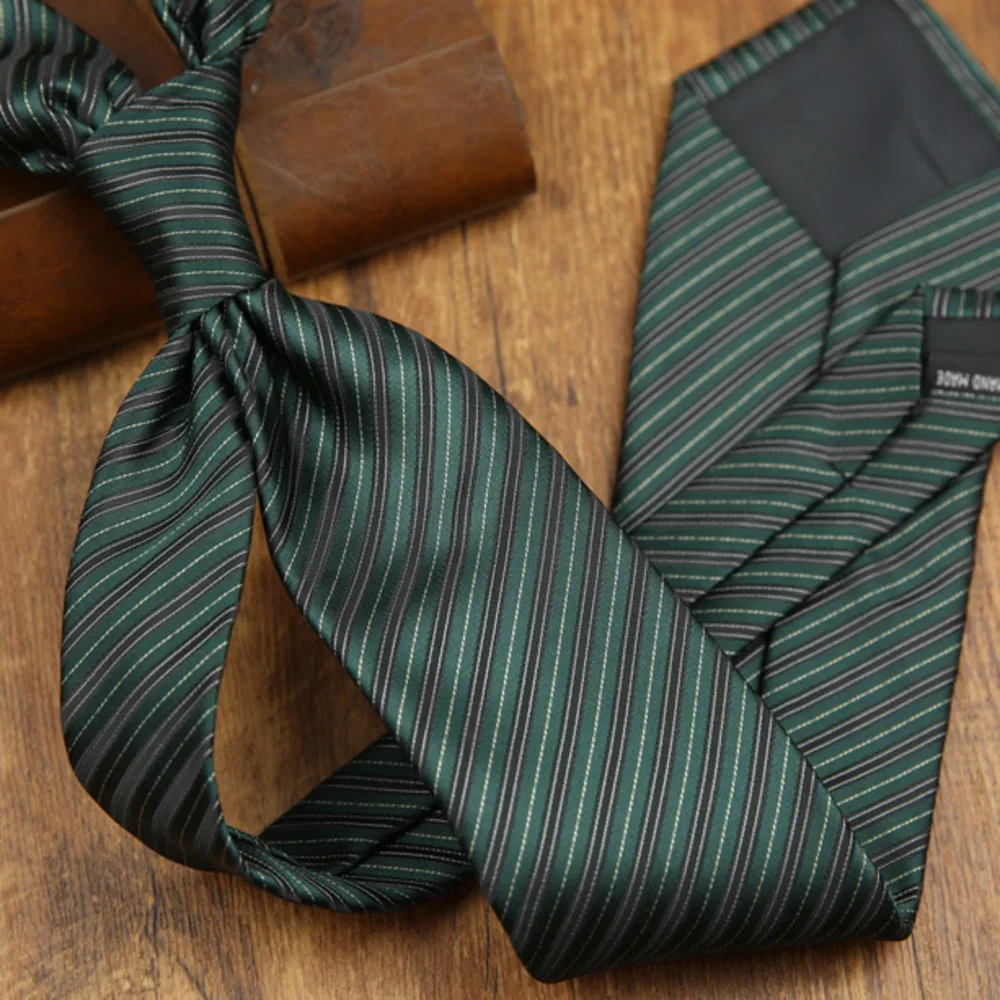 Autumn Winter Fashion Men's Ties 8CM Formal Business Casual Brown Green Striped Neckties Luxury Polyester Simple Style Neck Tie