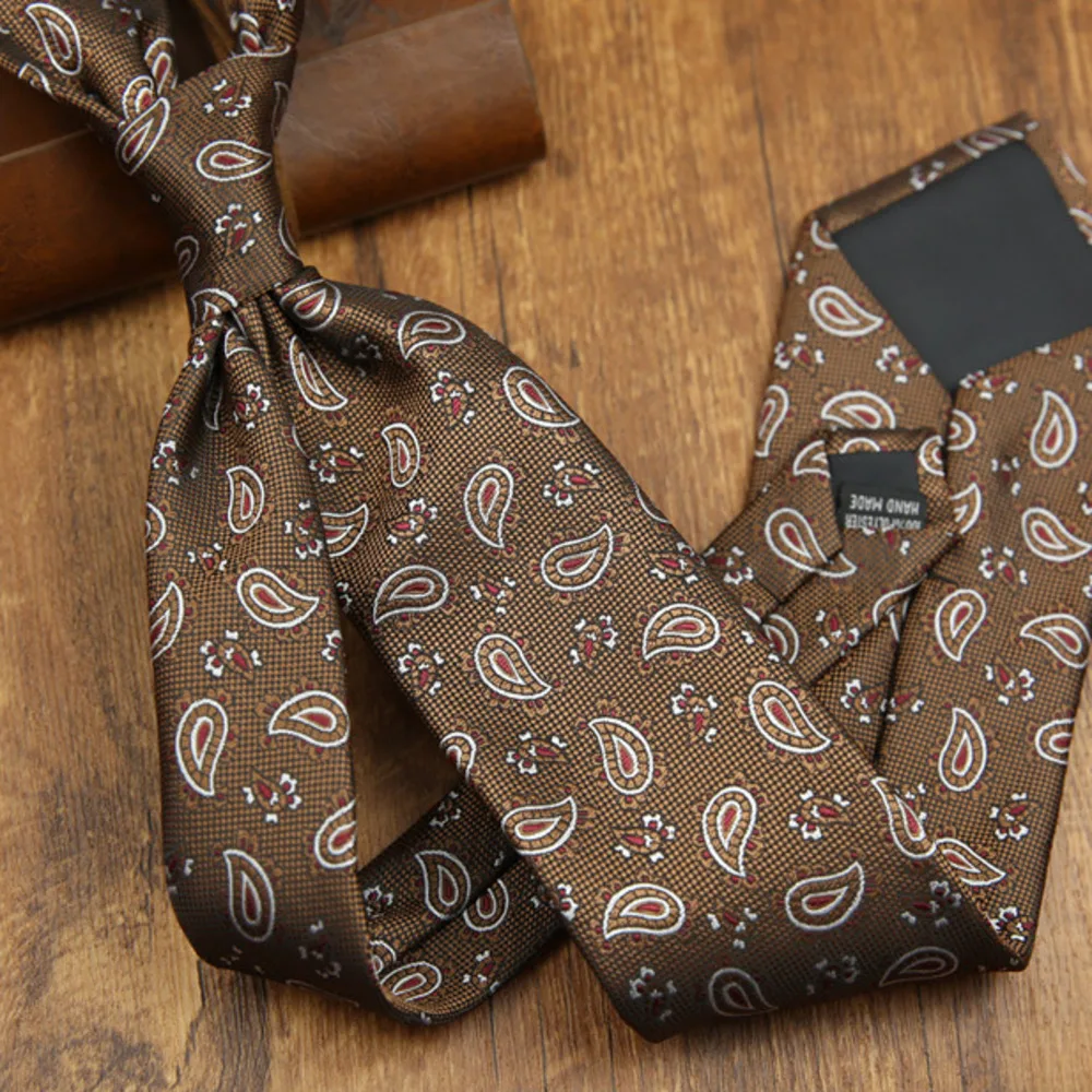Autumn Winter Fashion Men's Ties 8CM Formal Business Casual Brown Green Striped Neckties Luxury Polyester Simple Style Neck Tie