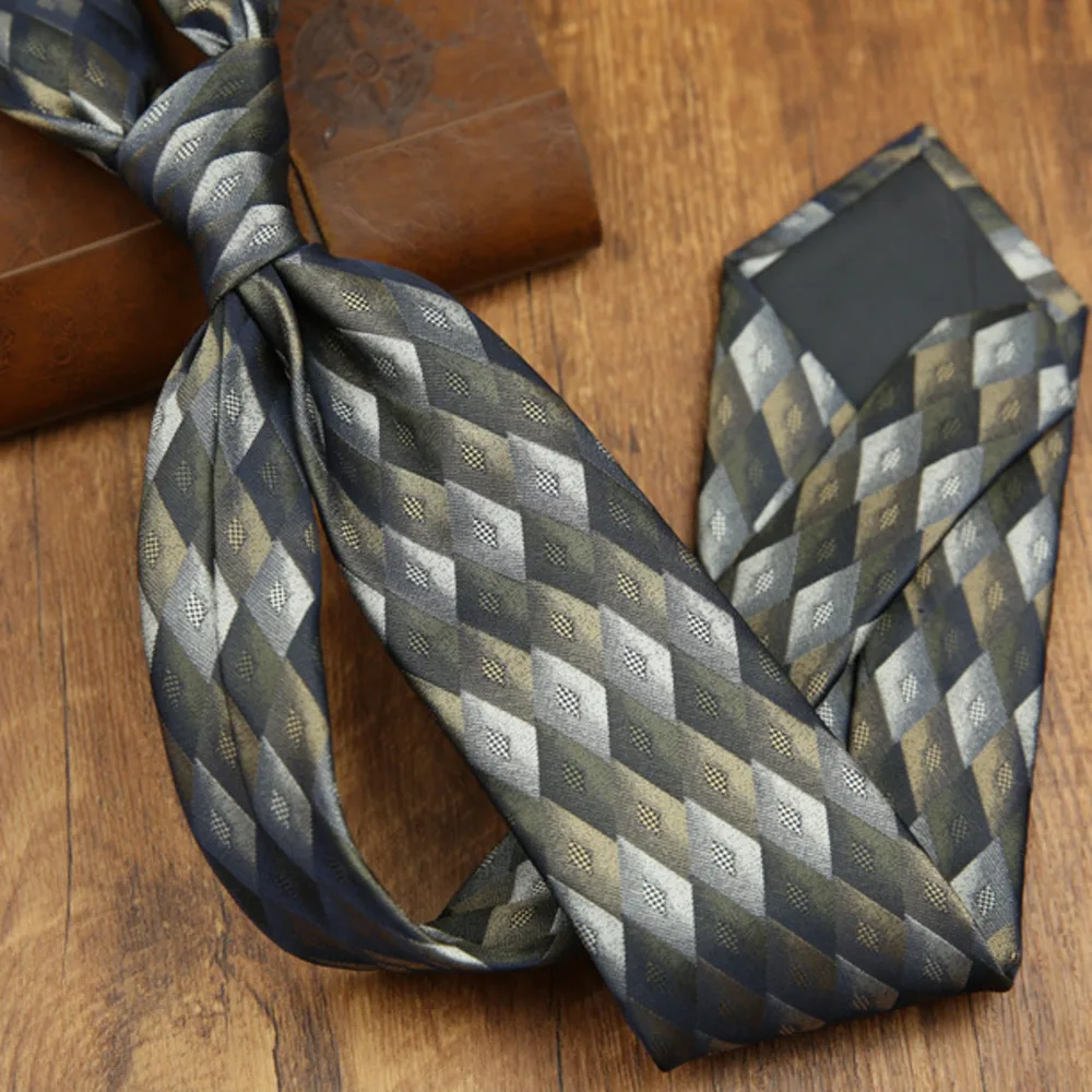 Autumn Winter Fashion Men's Ties 8CM Formal Business Casual Brown Green Striped Neckties Luxury Polyester Simple Style Neck Tie
