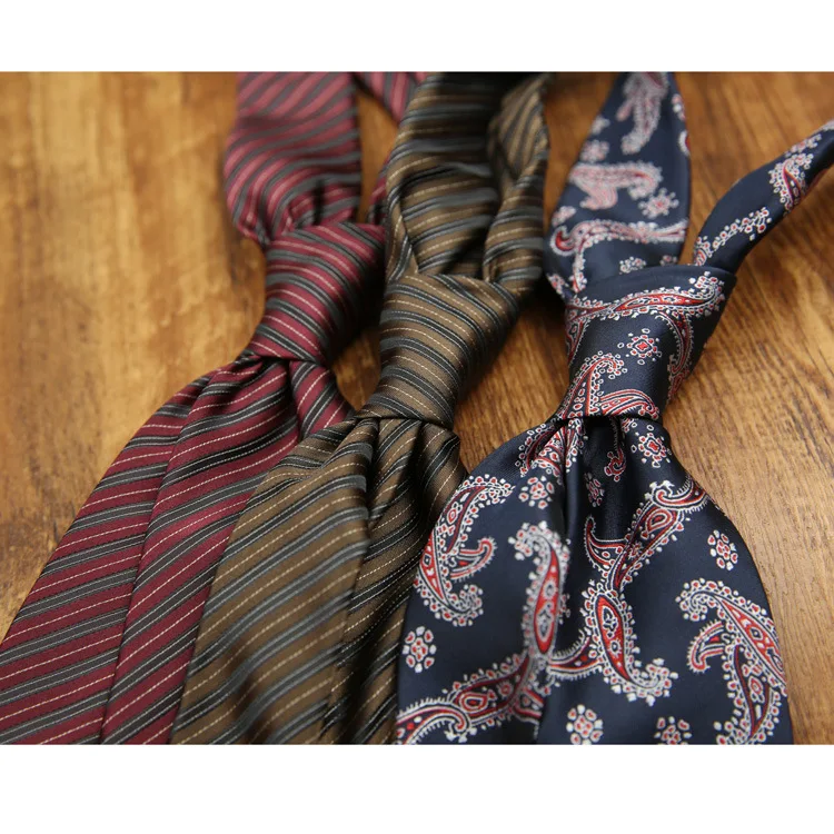 Autumn Winter Fashion Men's Ties 8CM Formal Business Casual Brown Green Striped Neckties Luxury Polyester Simple Style Neck Tie