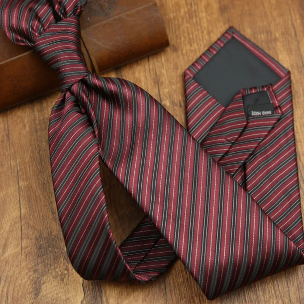 Autumn Winter Fashion Men's Ties 8CM Formal Business Casual Brown Green Striped Neckties Luxury Polyester Simple Style Neck Tie