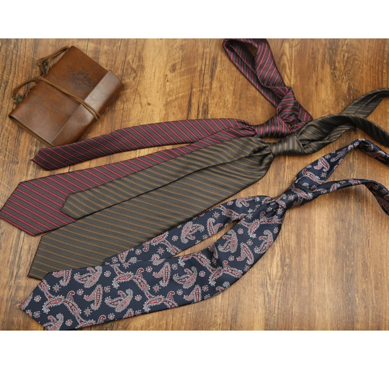 Autumn Winter Fashion Men's Ties 8CM Formal Business Casual Brown Green Striped Neckties Luxury Polyester Simple Style Neck Tie