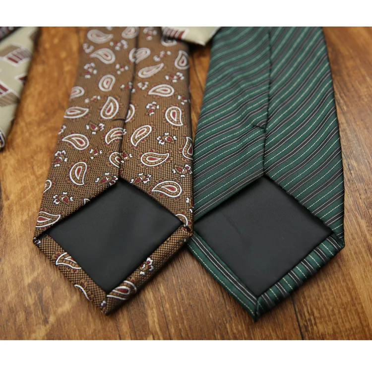 Autumn Winter Fashion Men's Ties 8CM Formal Business Casual Brown Green Striped Neckties Luxury Polyester Simple Style Neck Tie
