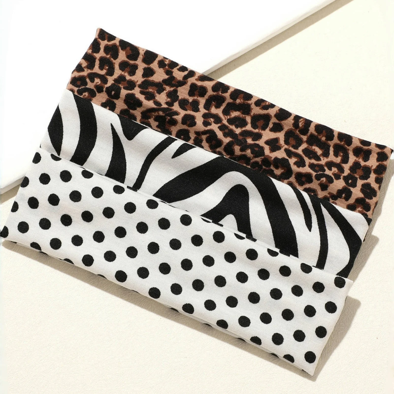 3PCS Retro-Style Animal Print & Polka Dot Women's Fashion Sports Hair Bands, Suitable for Daily Life, Street Dance & Outing Scen