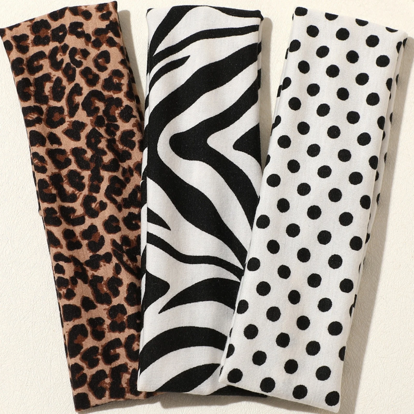 3PCS Retro-Style Animal Print & Polka Dot Women's Fashion Sports Hair Bands, Suitable for Daily Life, Street Dance & Outing Scen
