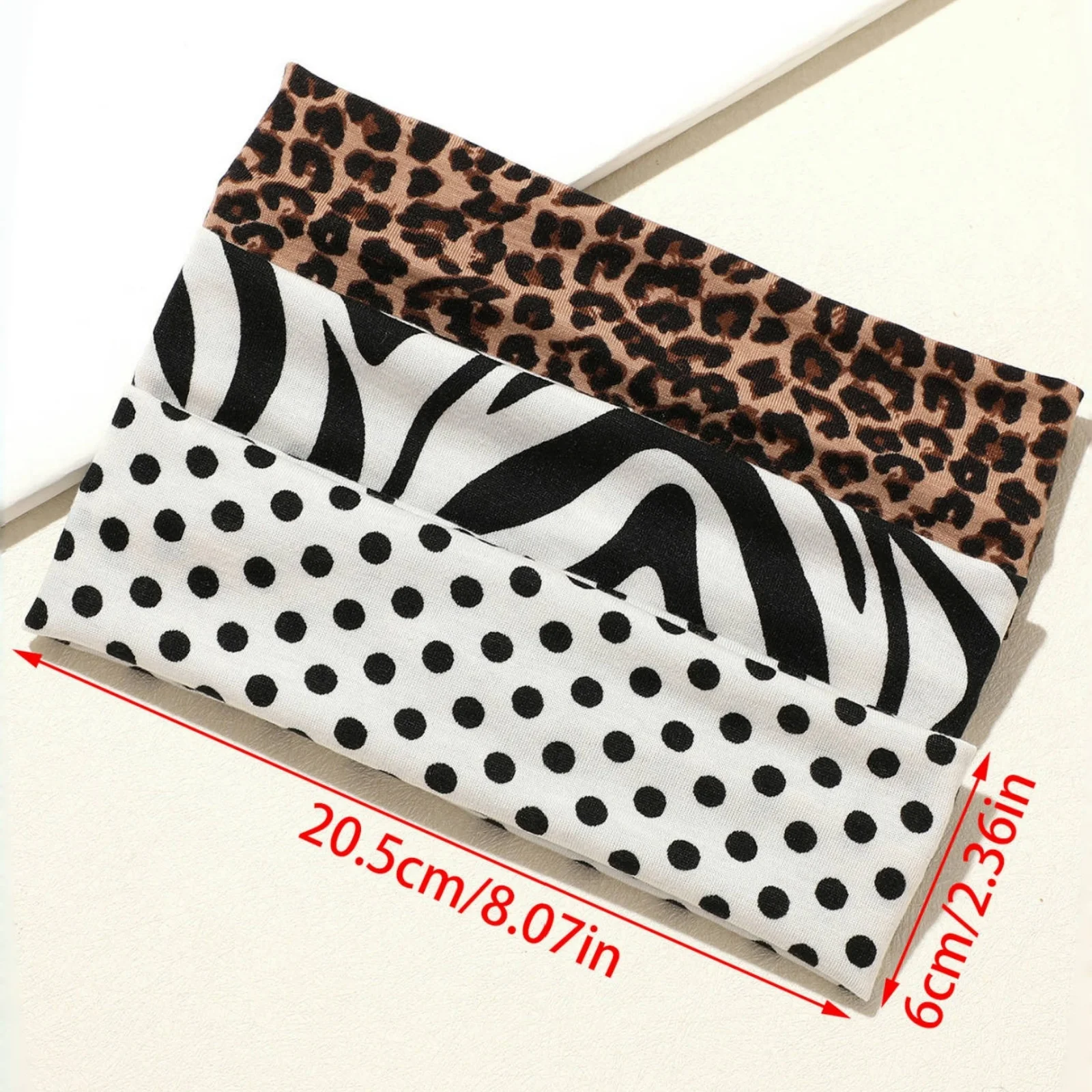 3PCS Retro-Style Animal Print & Polka Dot Women's Fashion Sports Hair Bands, Suitable for Daily Life, Street Dance & Outing Scen