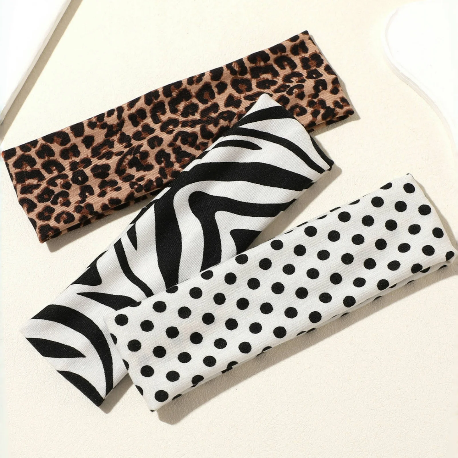 3PCS Retro-Style Animal Print & Polka Dot Women's Fashion Sports Hair Bands, Suitable for Daily Life, Street Dance & Outing Scen