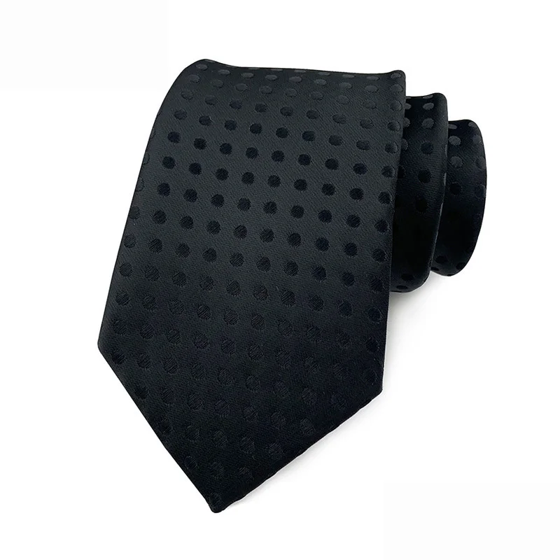 Luxury 8CM Mens Necktie Black Color Stripes Floral Plaid Ties For Man Groom Jacquard Woven Neck Tie For Business Wedding Party