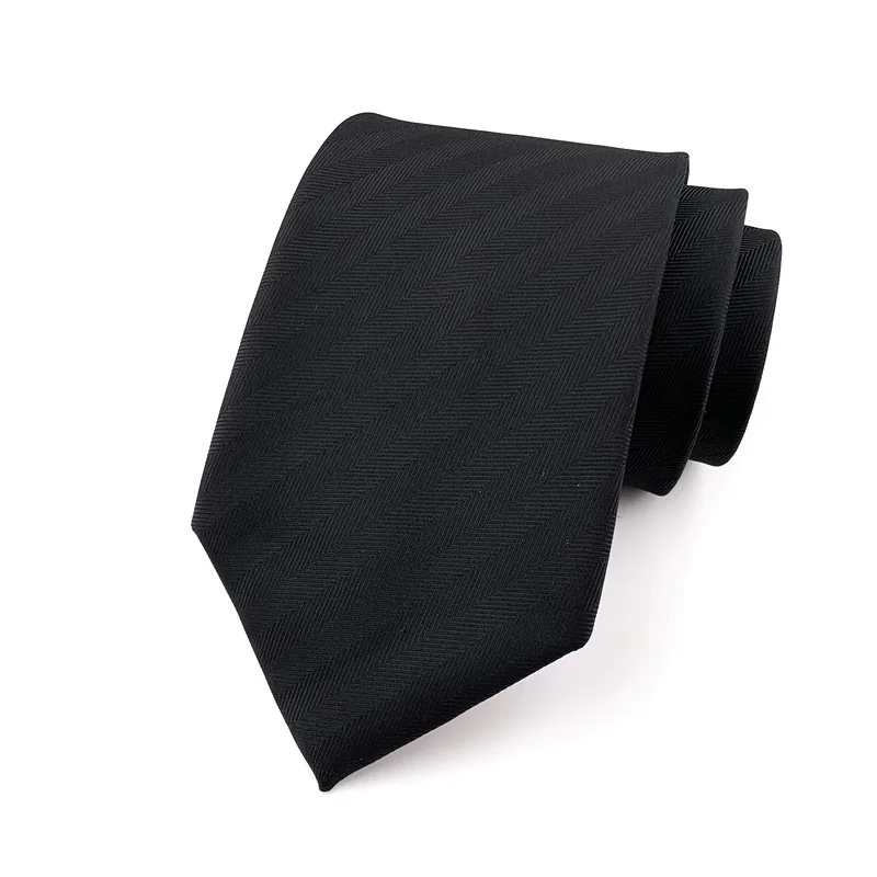 Luxury 8CM Mens Necktie Black Color Stripes Floral Plaid Ties For Man Groom Jacquard Woven Neck Tie For Business Wedding Party