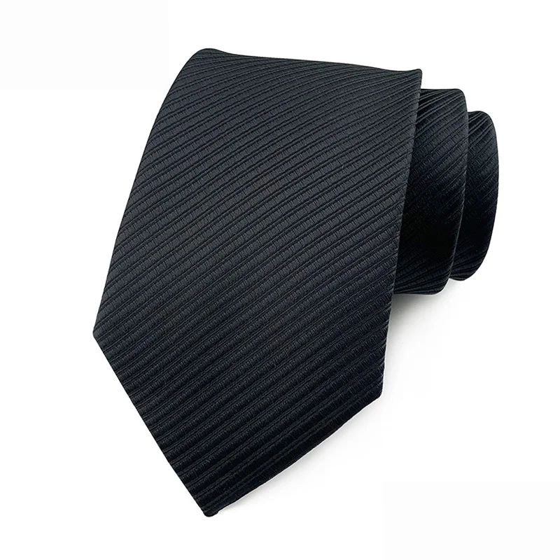 Luxury 8CM Mens Necktie Black Color Stripes Floral Plaid Ties For Man Groom Jacquard Woven Neck Tie For Business Wedding Party