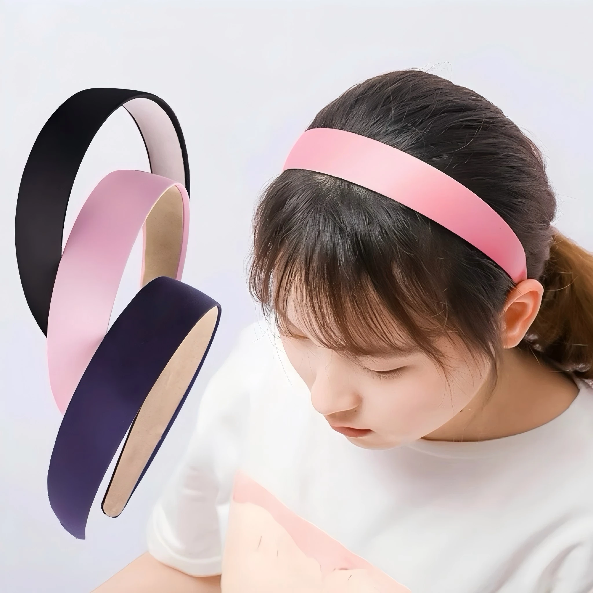 1/3/6Pack Satin Headband 1.2Inch Wide Women Girl NonSlip Fashion HairBand Diy Holiday Accessories Diademas Coreanas Para Mujer