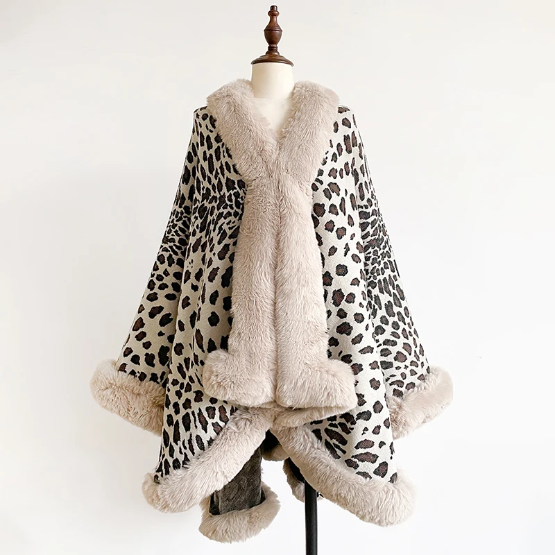 Women's Thick Warm Leopard Print Outerwear - Y2K Streetwear & Elegant Cloak, Coat, Jacket & Poncho for Autumn Winter