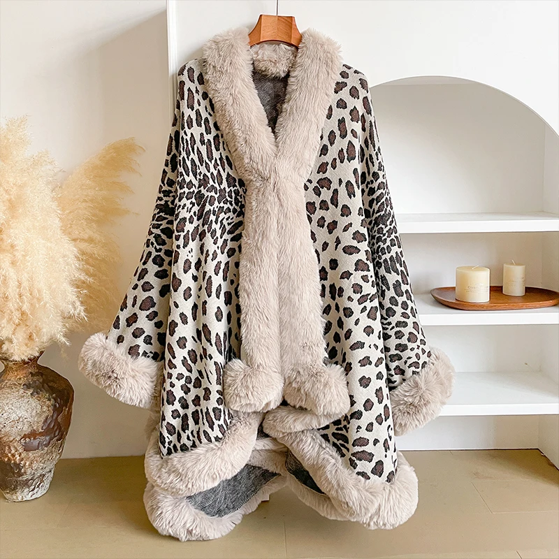 Women's Thick Warm Leopard Print Outerwear - Y2K Streetwear & Elegant Cloak, Coat, Jacket & Poncho for Autumn Winter