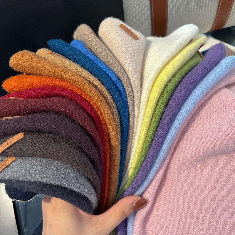 British Korean Triangle Scarf 100% Wool Triangular Scarves Women Headscarf Knitted Shaws Multi-Functional Warm Knitted Poncho