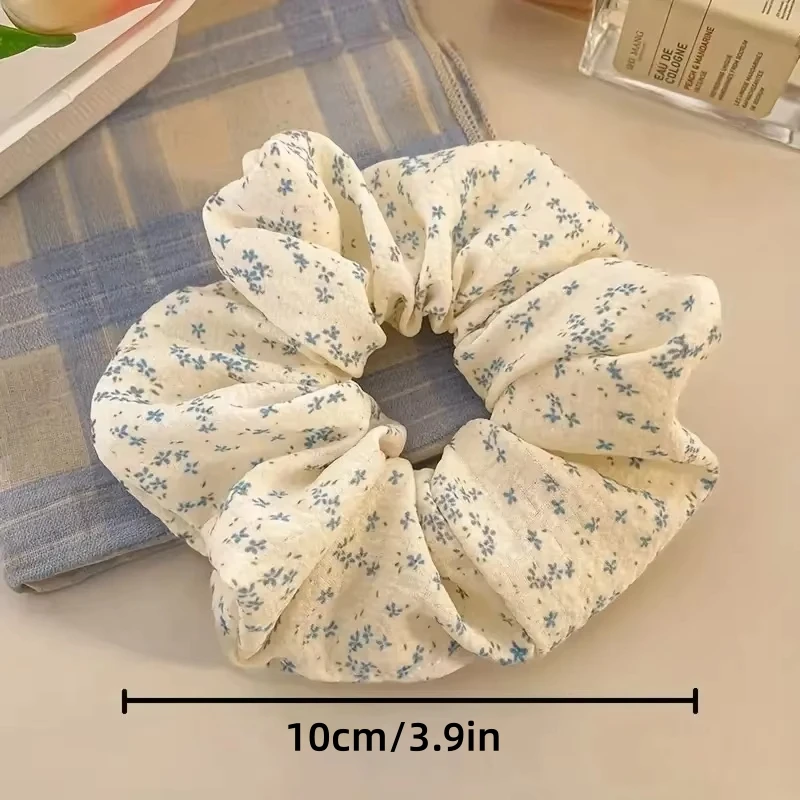 3pcs Korean Simple Style Floral Fabric Art Large Intestine Hair Loop for Women High-end Fresh Hair Bun and Floral Hair Rope