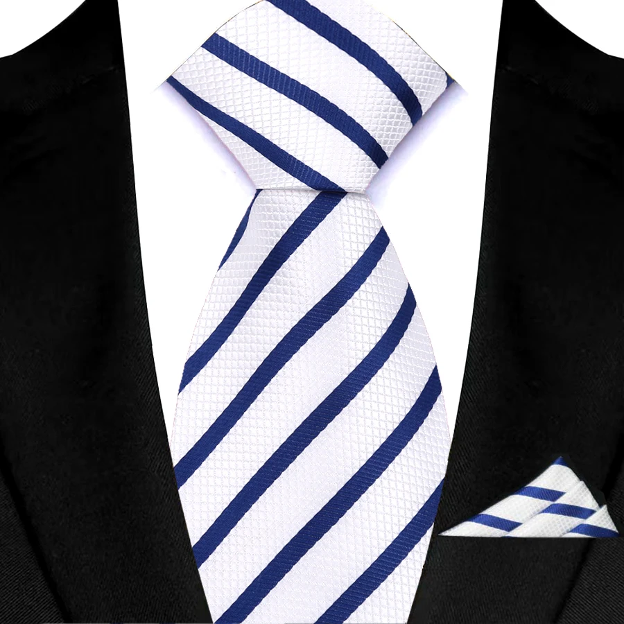 Luxury Mens Tie Luxury Navy Color 8cm NeckTie Pocket Square Set For Men Formal Fashion Wedding Business High Quality Gravata