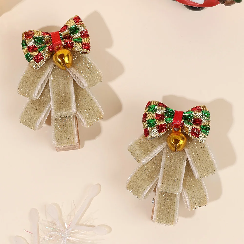 2pcs Cute Christmas Tree Hair Clips For Girls Green Tree Decor Hair Accessories With Glitter Star New Year Christmas Gifts