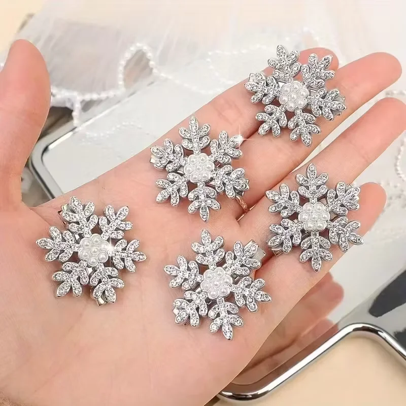 10 Pieces/Snowflake Hair Clips, Hair Clips, Christmas Metal Crocodile Hair Accessories, Long Thick Hair for Ladies and Princesse