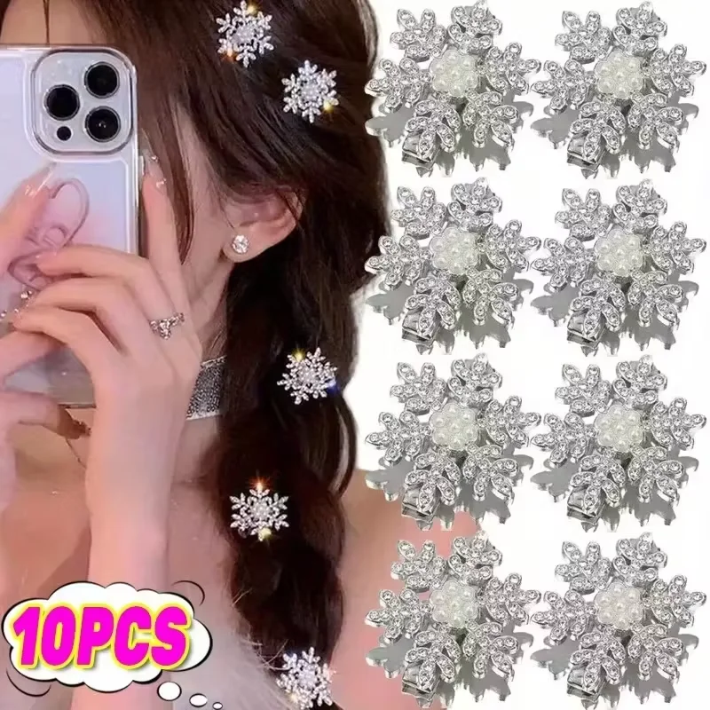 10 Pieces/Snowflake Hair Clips, Hair Clips, Christmas Metal Crocodile Hair Accessories, Long Thick Hair for Ladies and Princesse