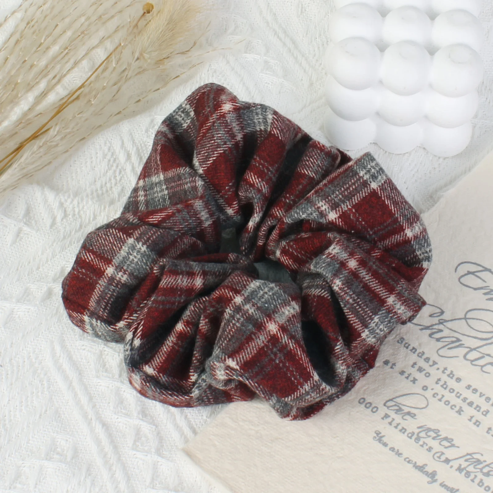 1PC Plaid Hair Scrunchies For Women, Multi-color Checkered Hair Ties, Vintage Elastic Hair Bands, Korean Style Hair Accessory