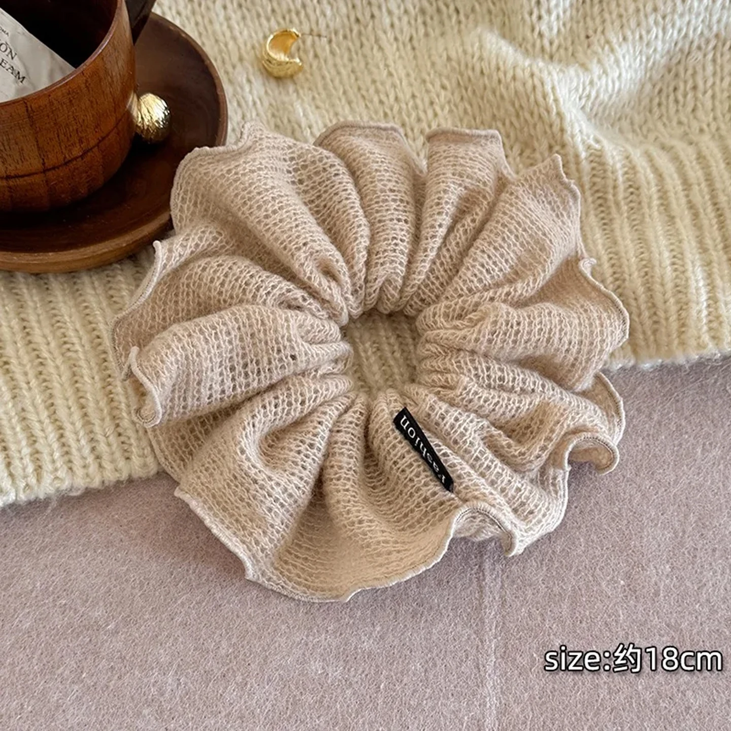 1pc Autumn/Winter Vintage Style Wool Knit Hair Scrunchie, High Elasticity Hair Tie for Low Ponytail, 2025 New Hair Accessory