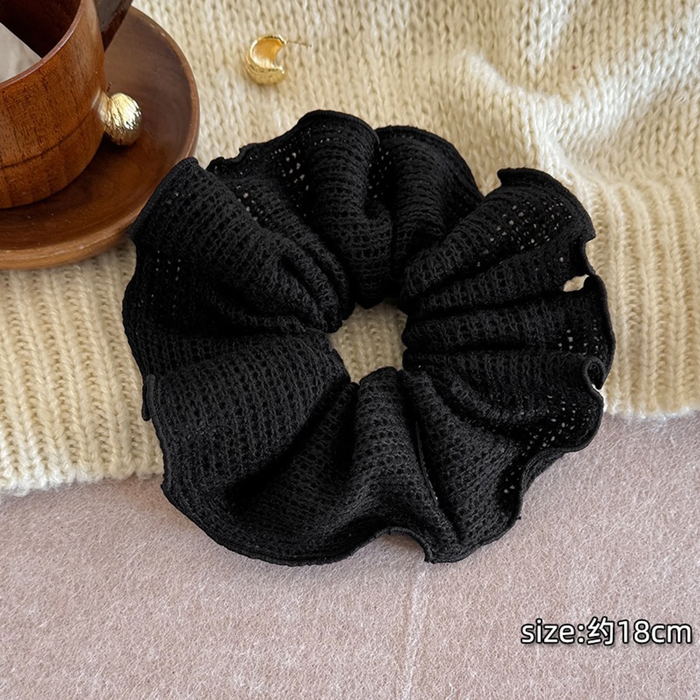 1pc Autumn/Winter Vintage Style Wool Knit Hair Scrunchie, High Elasticity Hair Tie for Low Ponytail, 2025 New Hair Accessory