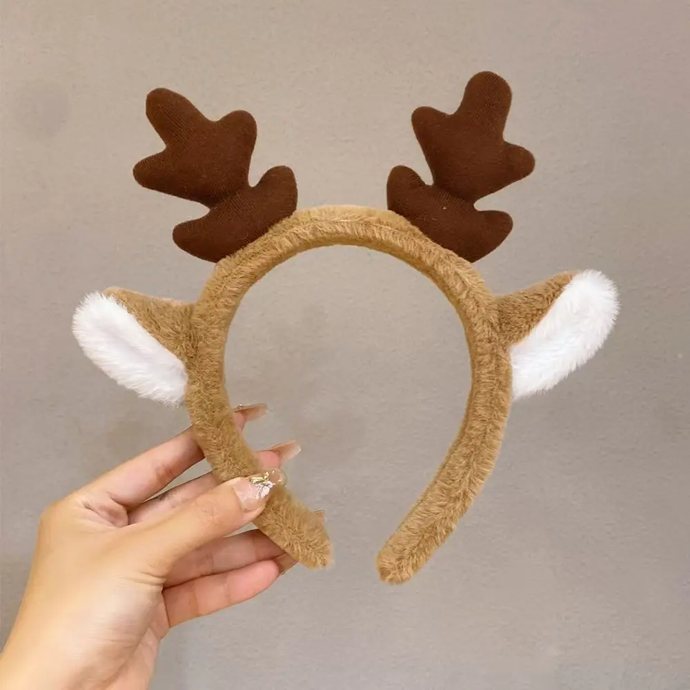 Christmas Costume Snowflake Deer Ears and Antlers Headband Cosplay Accessories Realistic Animal Ears Plush Headwear Hair Accessories
