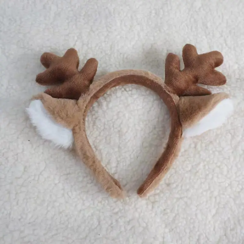Christmas Costume Snowflake Deer Ears and Antlers Headband Cosplay Accessories Realistic Animal Ears Plush Headwear Hair Accessories
