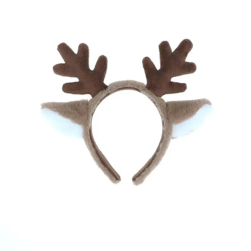 Christmas Costume Snowflake Deer Ears and Antlers Headband Cosplay Accessories Realistic Animal Ears Plush Headwear Hair Accessories