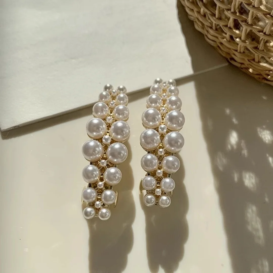 Korean Style Side Pearl Bangs Hair Clip for Women, Forehead Clip Hair Accessory, Internet Celebrity 2025 New Model, High-End Sid