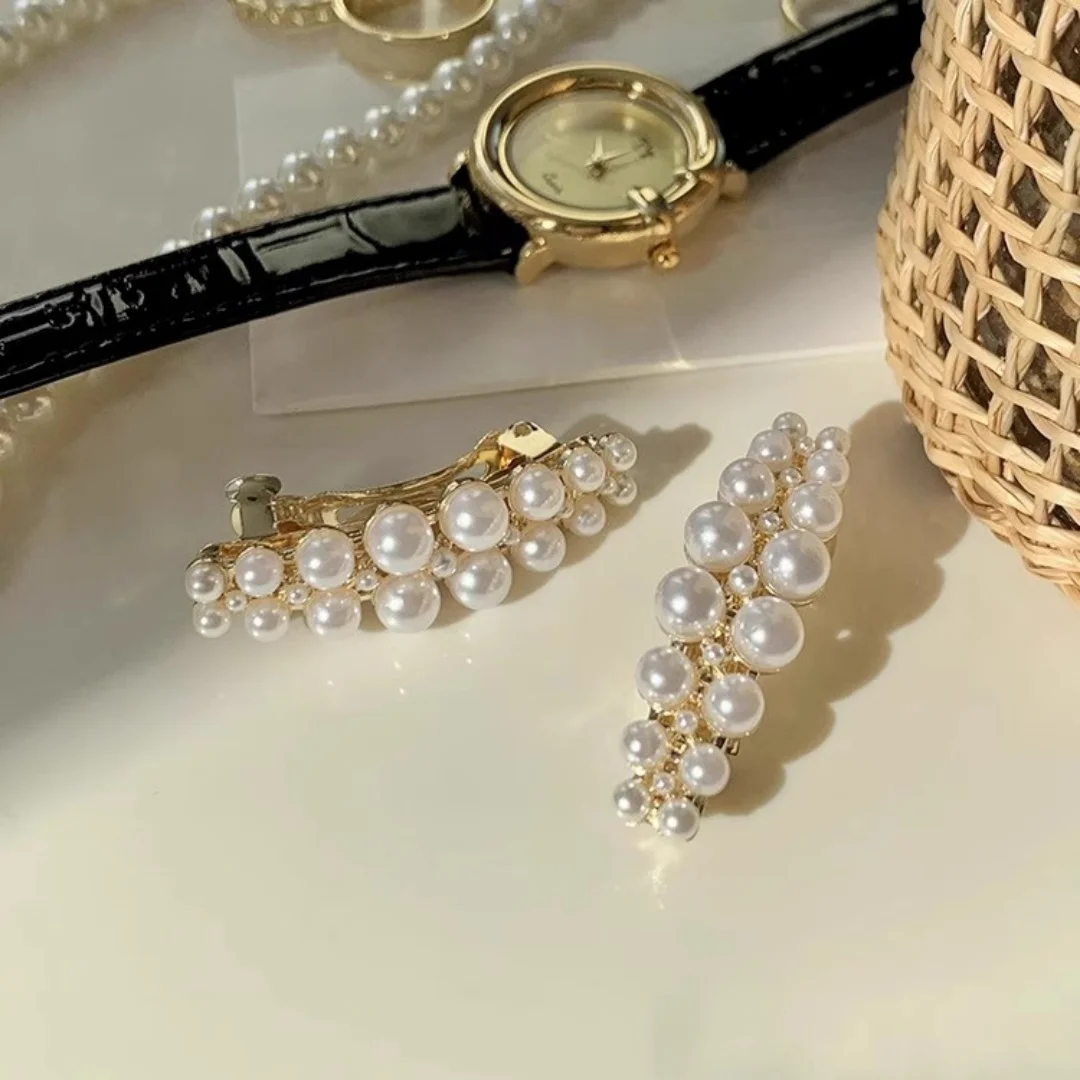 Korean Style Side Pearl Bangs Hair Clip for Women, Forehead Clip Hair Accessory, Internet Celebrity 2025 New Model, High-End Sid