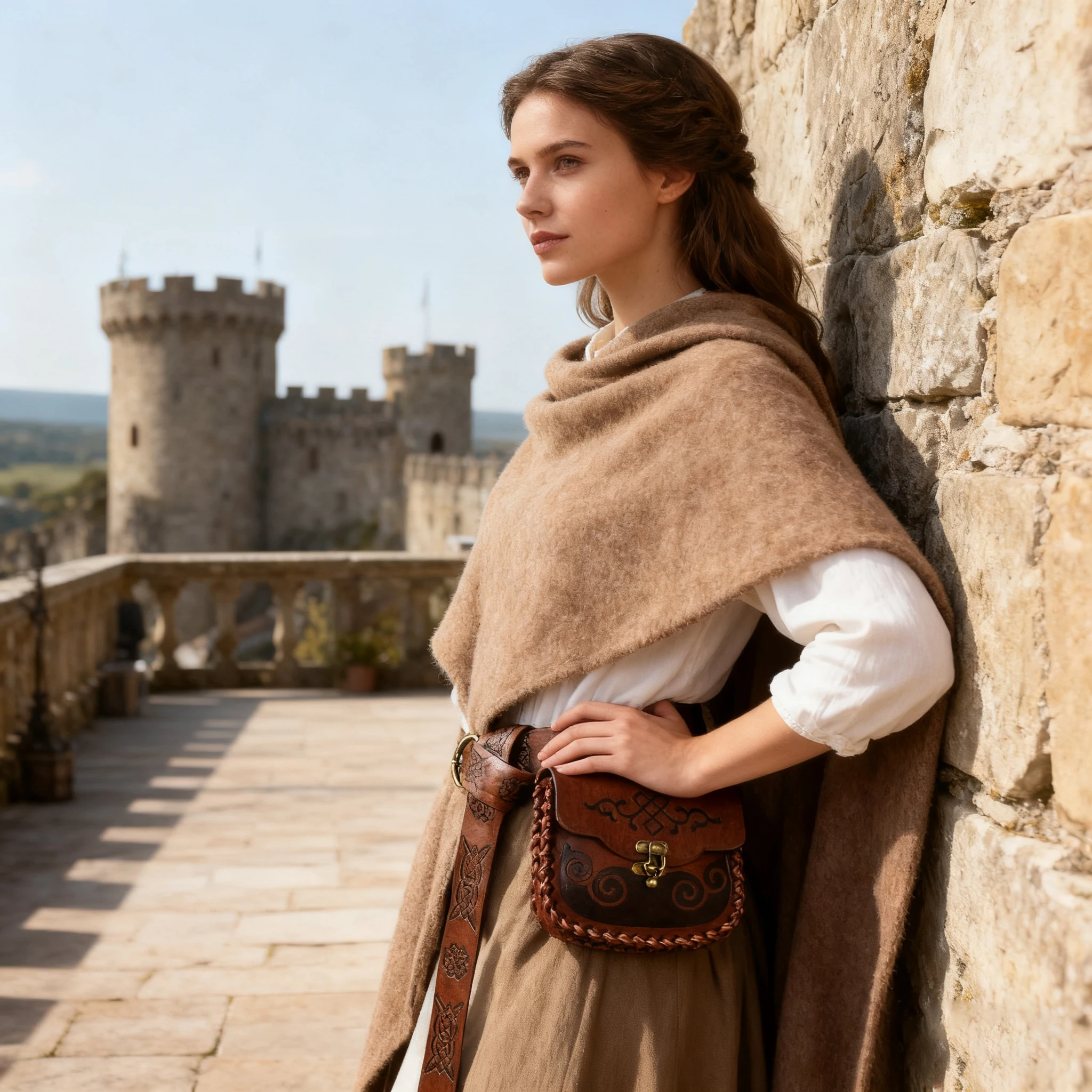 2-piece medieval-themed party belt with waist bag, PU leather belt, role-playing prop, party supplies.