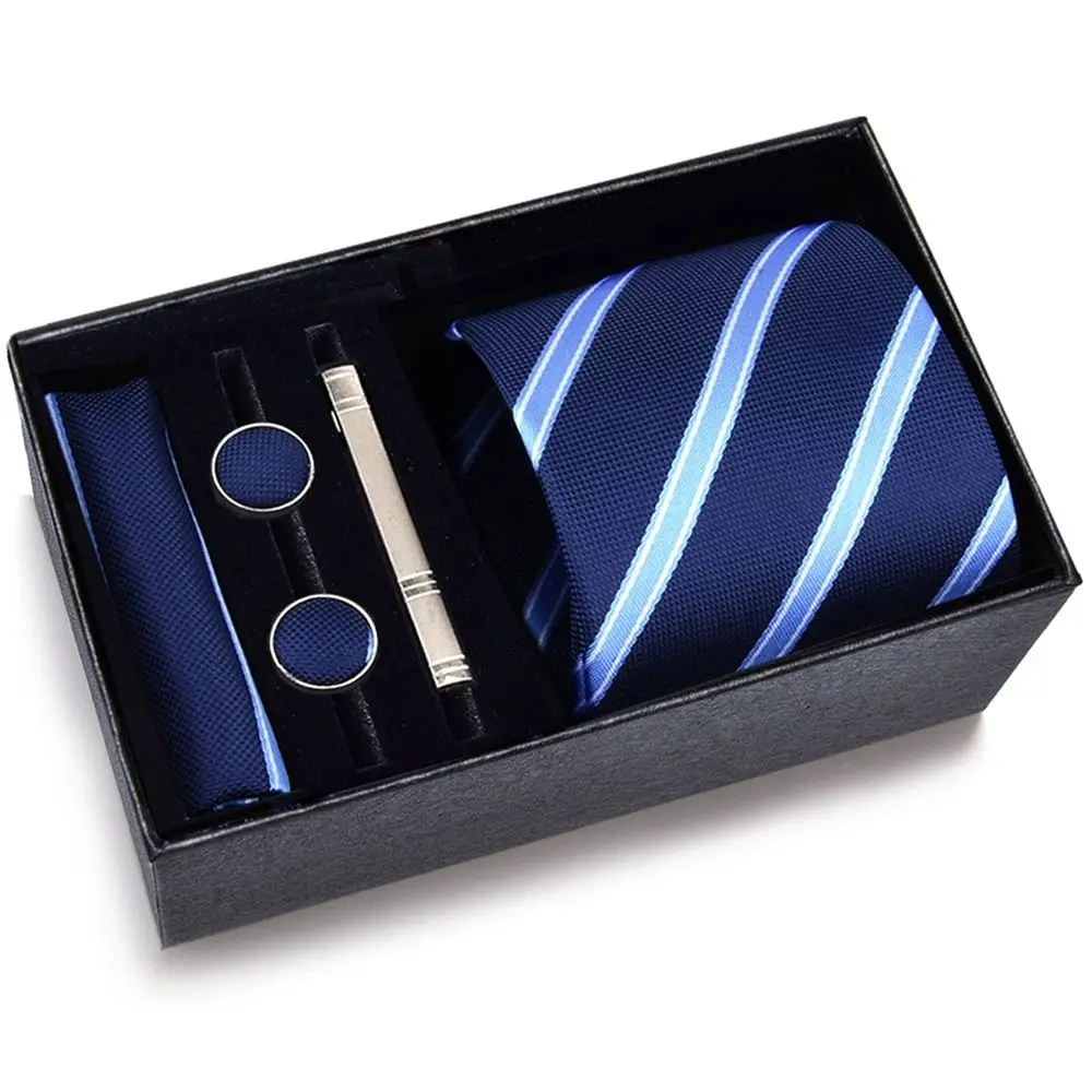 Fashion Handkerchief Wide Tie Sets Tie Clip Handmade Cravat Classic Business Men's Neck Tie Wedding