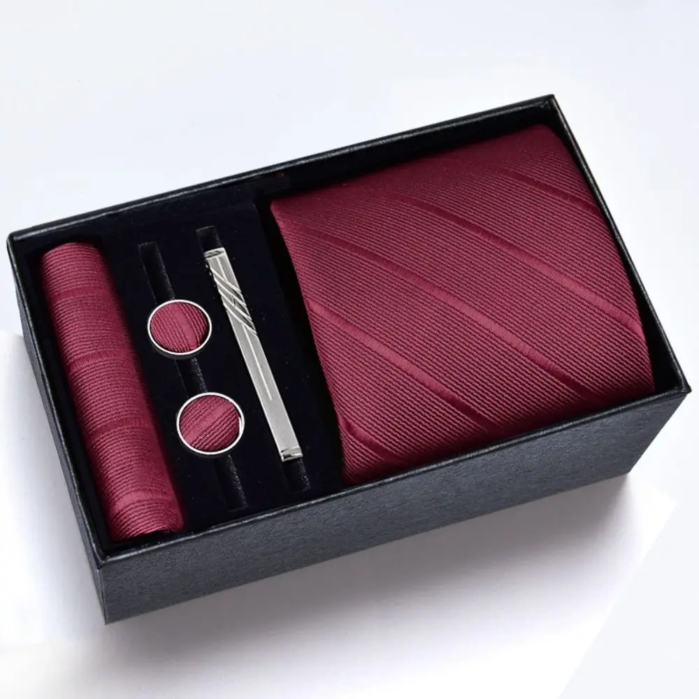Fashion Handkerchief Wide Tie Sets Tie Clip Handmade Cravat Classic Business Men's Neck Tie Wedding