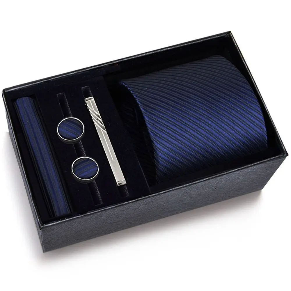 Fashion Handkerchief Wide Tie Sets Tie Clip Handmade Cravat Classic Business Men's Neck Tie Wedding