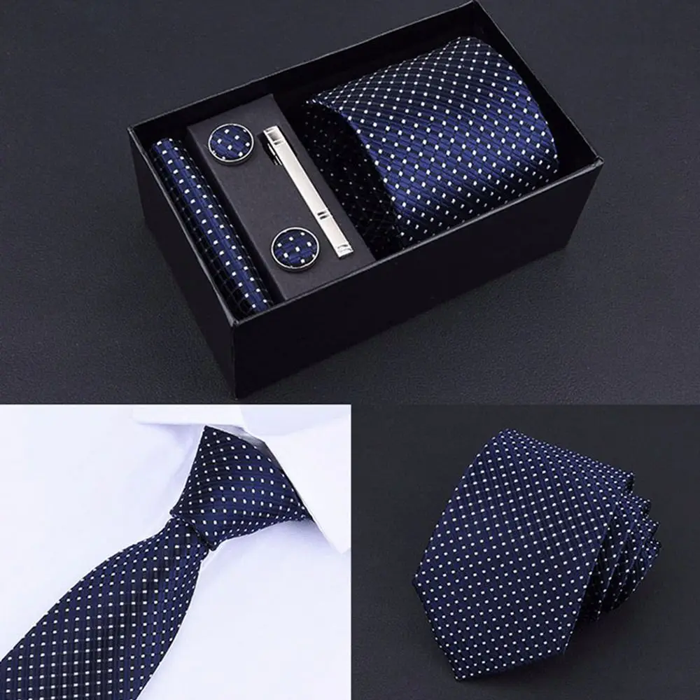Fashion Handkerchief Wide Tie Sets Tie Clip Handmade Cravat Classic Business Men's Neck Tie Wedding