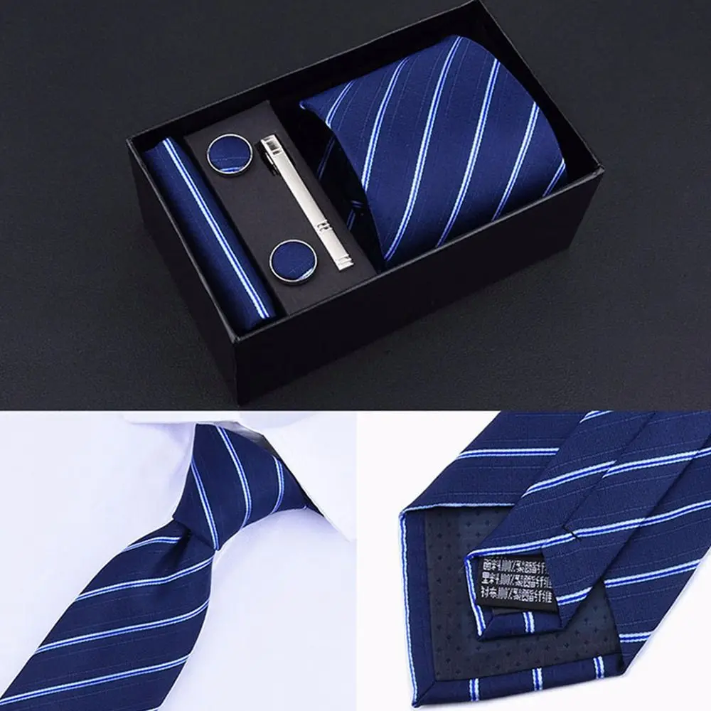 Fashion Handkerchief Wide Tie Sets Tie Clip Handmade Cravat Classic Business Men's Neck Tie Wedding