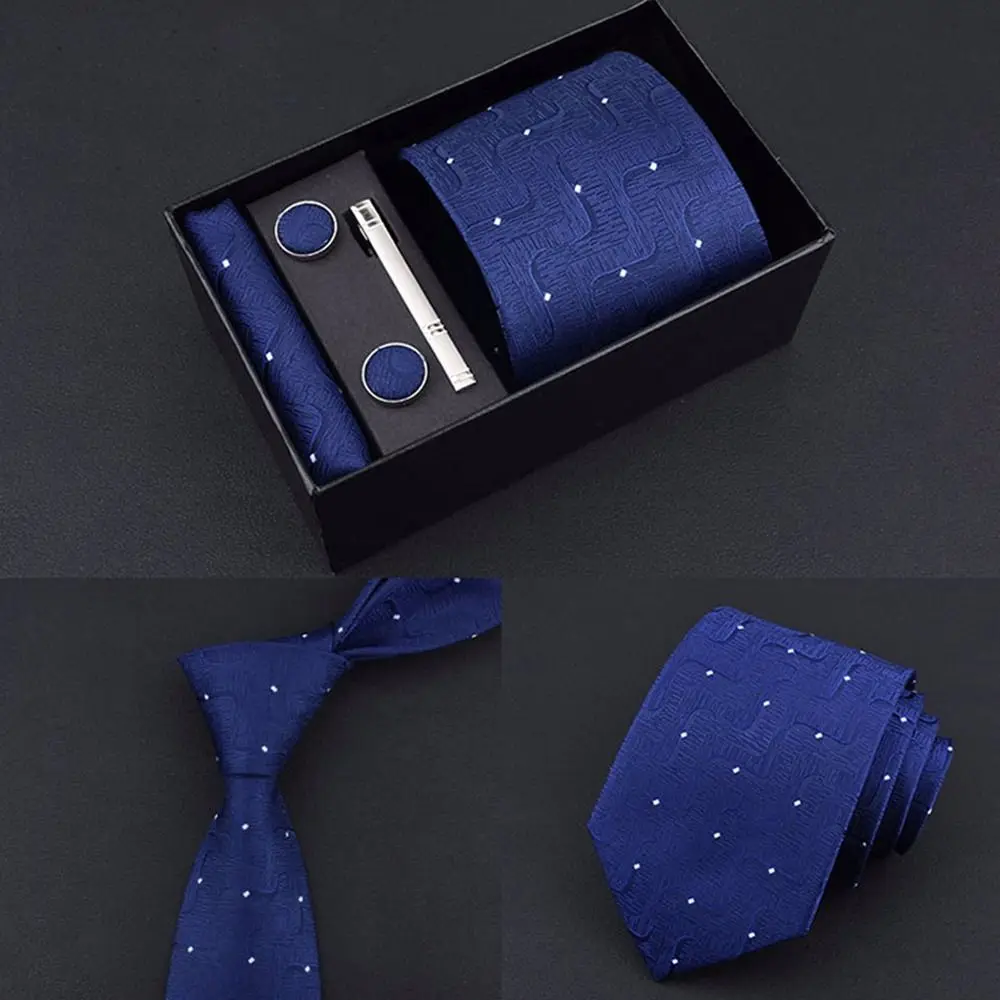 Fashion Handkerchief Wide Tie Sets Tie Clip Handmade Cravat Classic Business Men's Neck Tie Wedding
