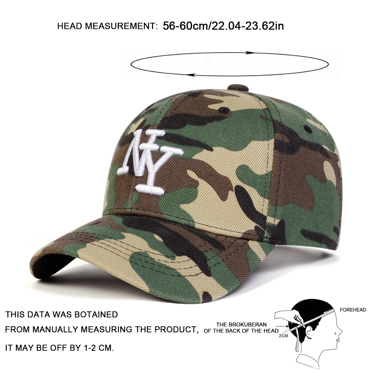 Unisex NY Letter Embroidery Camouflage Baseball Caps Spring Autumn Outdoor Adjustable Casual Hats Sunscreen Hat Sports Cap