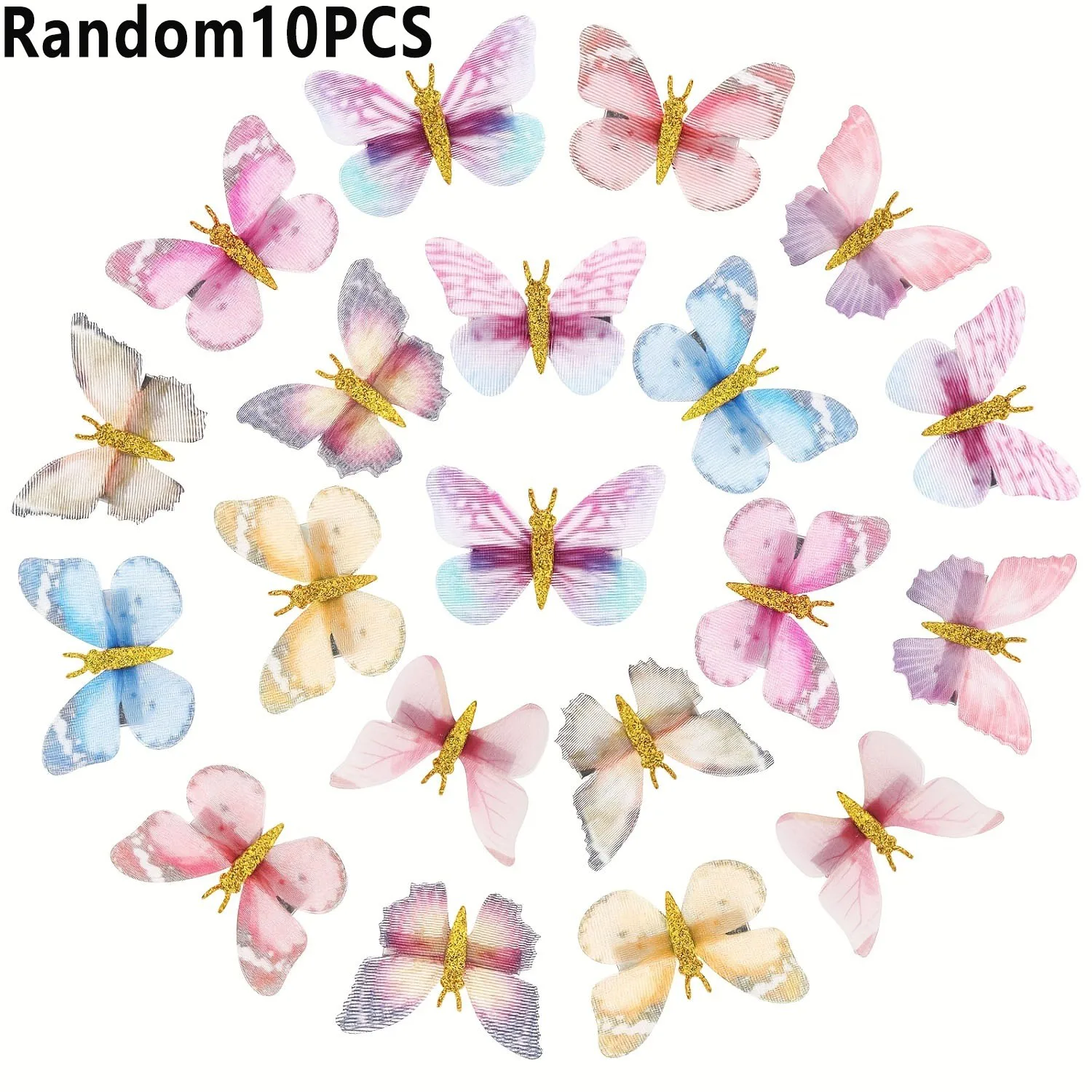 10pcs Princess Super Fairy Gradient Butterfly Hair Clip Headpiece Bohemian Style Braided Curly Hair Cute and Playful Hair Clip